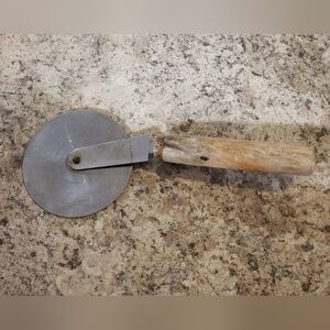 Vintage Stainless USA Pastry Dough Rolling Cutter - Wood Handle circa 1940s